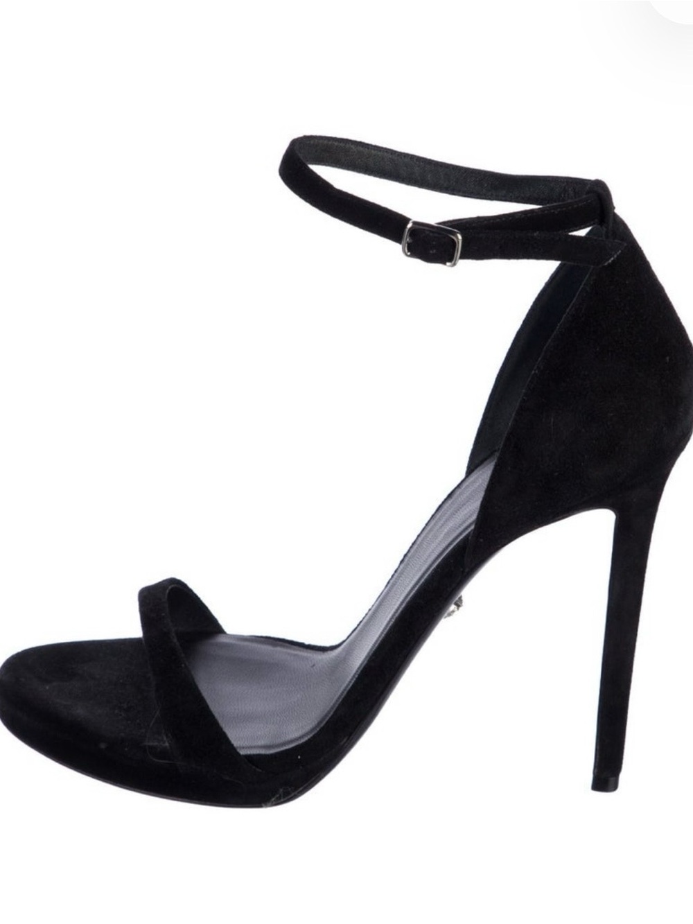 Versace Black Suede Ankle-Strap Stiletto Sandals